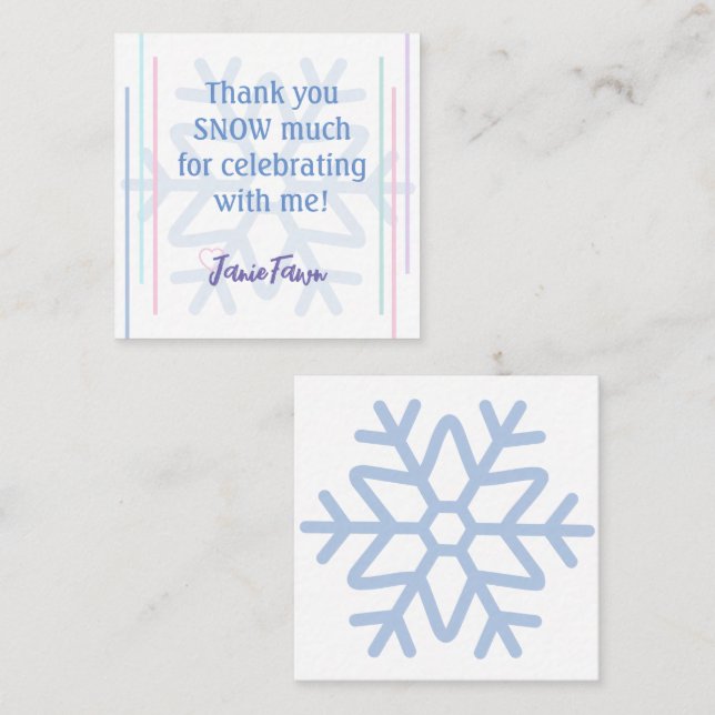 Cartão De Visita Quadrado Ice Princesa 4º Aniversário Partido Favor Inserir (Frente/Verso)