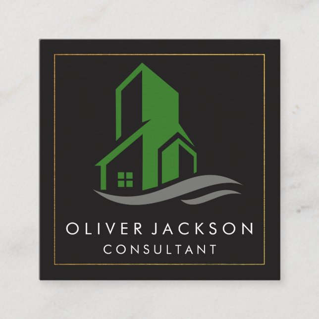 Cartão De Visita Quadrado Ícone de construção (Frente)