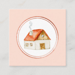 Cartão De Visita Quadrado Ícone de mídia social de imobiliária em Rose Gold 