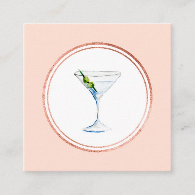 Cartão De Visita Quadrado Ícone de Mídia Social rosa Dourada e rosa (Frente)