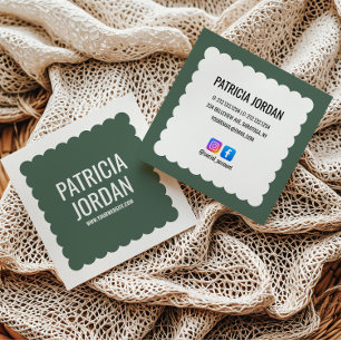 Cartão De Visita Quadrado Ícone de Mídia Social Simples Onda Verde