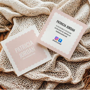 Cartão De Visita Quadrado Ícone de Mídia Social Simples Wave Moderna Blush P