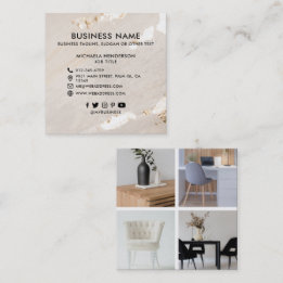 Cartão De Visita Quadrado Ícones Clássicos do Gold Foil 4 Fotografias da Míd