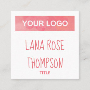 Cartão De Visita Quadrado Ícones de mídia social cor-de-água rosa e seu logo