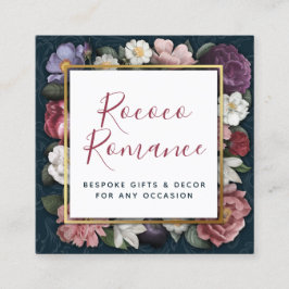 Cartão De Visita Quadrado Ícones de mídia social flexível do Rococo Damask &