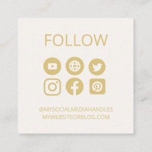 CARTÃO DE VISITA QUADRADO ÍCONES DE MÍDIA SOCIAL PERSONALIZADOS ATIVIDADE DE