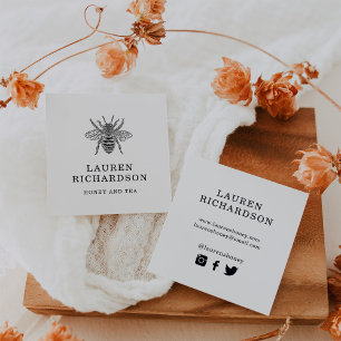 Cartão De Visita Quadrado Ícones elegantes dos meios do Social da abelha  