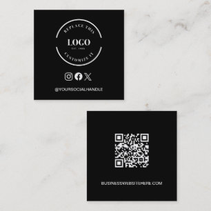 Cartão De Visita Quadrado Ícones sociais do site de logotipo grande preto pe