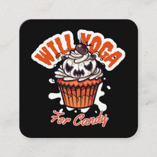 Cartão De Visita Quadrado Ideia de Cupcake de Halloween para Yoga das Mães