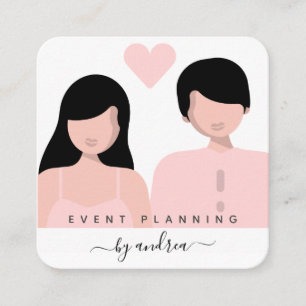 Cartão De Visita Quadrado Ilustração de Casal Romântico Noiva Noivo Casament