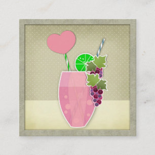 Cartão De Visita Quadrado Ilustração de safra, fruta