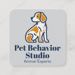 Cartão De Visita Quadrado Ilustração Sitting Puppy   Formador de cães