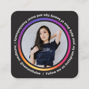 Cartão De Visita Quadrado Imagem social Instagram círculo moderno negro