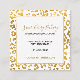 Cartão De Visita Quadrado Impressão Dourado do leopardo