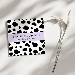 Cartão De Visita Quadrado Impressão, Padrão De Vaca, Pontos De Vaca, Preto E