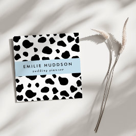 Cartão De Visita Quadrado Impressão, Padrão De Vaca, Pontos De Vaca, Preto E