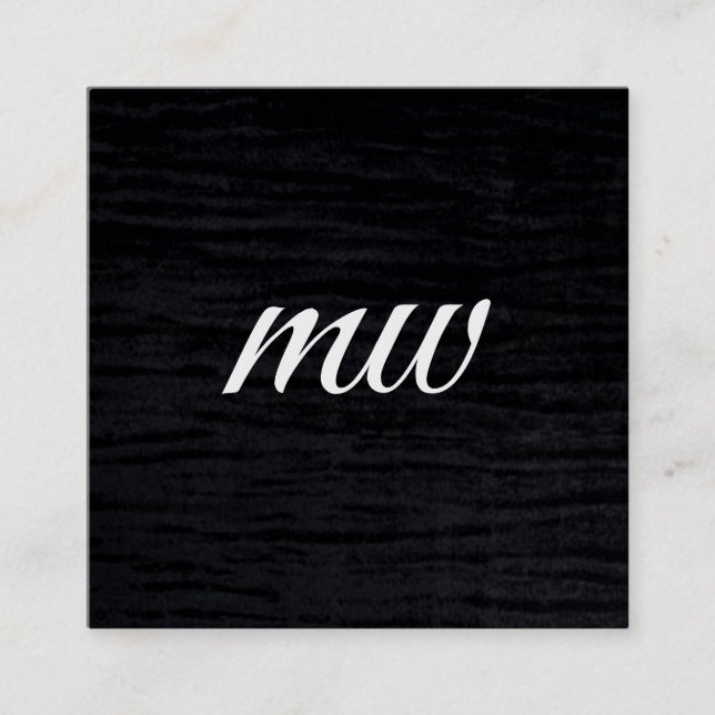 Cartão De Visita Quadrado Impressão preto velvet Faux com monograma (Frente)