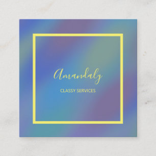 Cartão De Visita Quadrado Influenciador ARTISTA Holográfico Blue Makeup