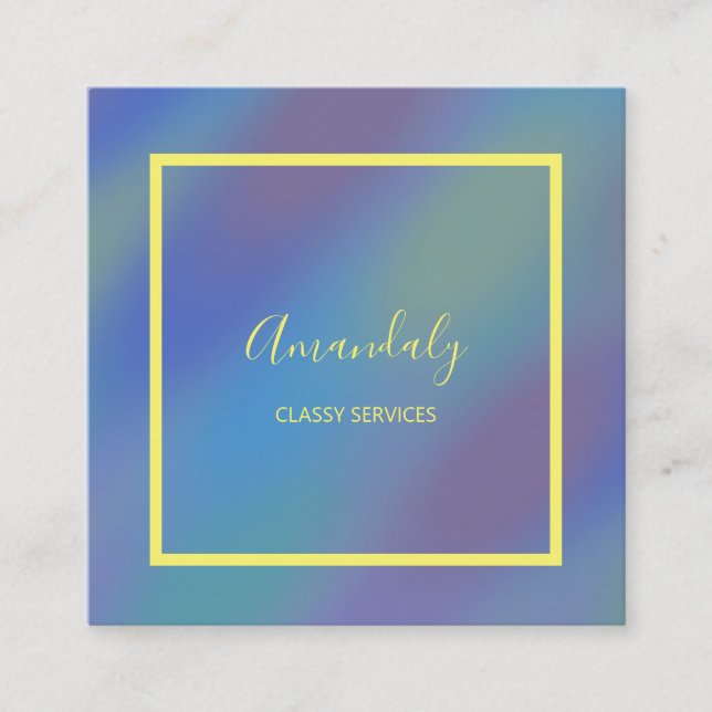 Cartão De Visita Quadrado Influenciador ARTISTA Holográfico Blue Makeup (Frente)