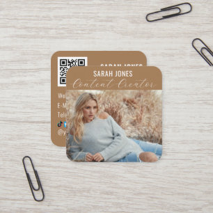 Cartão De Visita Quadrado Influenciador de código QR de logotipo Mídia socia