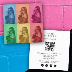 Cartão De Visita Quadrado Influenciador de Grade de Fotografias Moderno da P