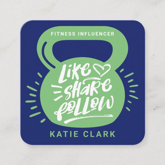 Cartão De Visita Quadrado Influenciador de Malhação das mídias sociais Kettl (Frente)