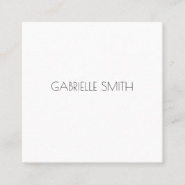 Cartão De Visita Quadrado Informações de NOME Moderno Minimalista Branco Pre