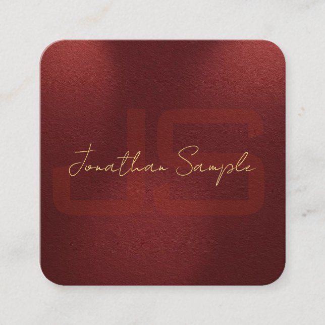 Cartão De Visita Quadrado Iniciais de Monograma Elegante de Texto Dourado Fa (Frente)