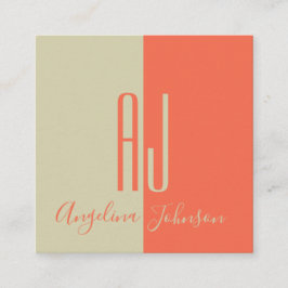 Cartão De Visita Quadrado Iniciais Gigantes Modernos De Dois Tons Minimalist