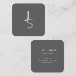 Cartão De Visita Quadrado Iniciais Monogramas Sobrepostos Modernos | Cinza