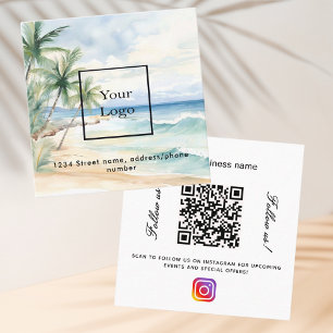 Cartão De Visita Quadrado Instagram o código do logotipo de praia