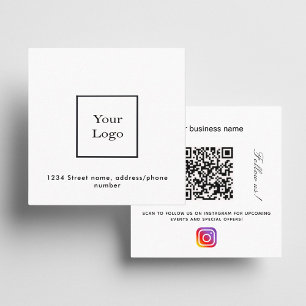 Cartão De Visita Quadrado Instagram o logotipo branco do código qr siga-nos