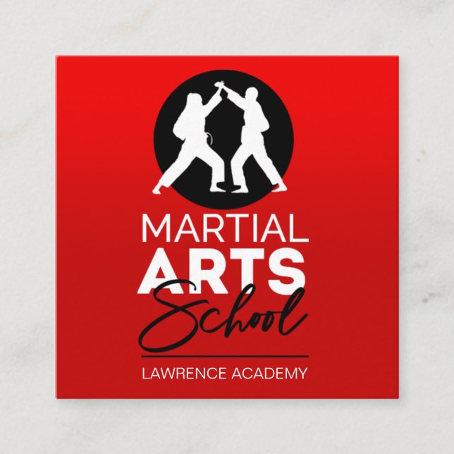 Cartão De Visita Quadrado Instituto da Academia de Artes Marciais (Frente)