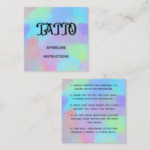 Cartão De Visita Quadrado Instrução de Cuidados Pós-Tatuagem de Unicórnio Ar