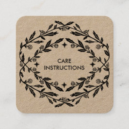 Cartão De Visita Quadrado INSTRUÇÕES DE CUIDADO Xic Elegante Rosa Frame Kraf