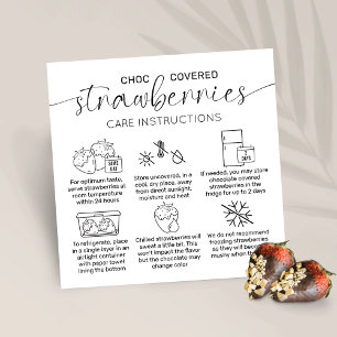 Cartão De Visita Quadrado Instruções de cuidados mínimos para morangos de ch