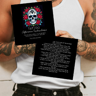 Cartão De Visita Quadrado Instruções de cuidados posteriores para tatuagem d