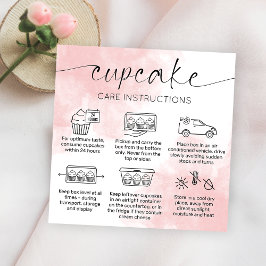 Cartão De Visita Quadrado Instruções de cupcake Precaução Cor de Água Rosa E