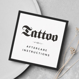 Cartão De Visita Quadrado Instruções de Pós-Cuidado com Tatuagem Bold & Goth