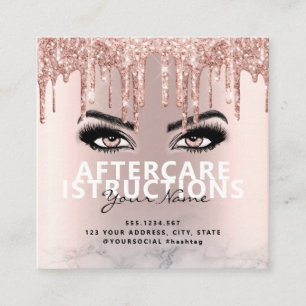 Cartão De Visita Quadrado Instruções de Pós-tratamento Lash Grande espaç