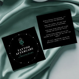 Cartão De Visita Quadrado Instruções de pós-tratamento para a tatuagem verde