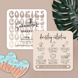 Cartão De Visita Quadrado Instruções para decoração de cookies de cópia de s