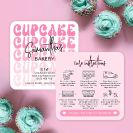 Cartão De Visita Quadrado Instruções para o tratamento de Cupcakes raparigas