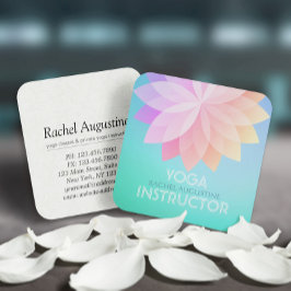 Cartão De Visita Quadrado Instrutor de Meditação de Estúdio de YOGA Colorido