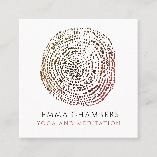 Cartão De Visita Quadrado Instrutor de Meditação Yoga (Frente)