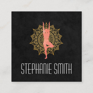 Cartão De Visita Quadrado Instrutor de Meditação Yoga Mandala