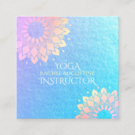 Cartão De Visita Quadrado Instrutor de Meditação Yoga Rosa Gold Foil Mandala