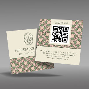 Cartão De Visita Quadrado Instrutor de Yoga Zen Moderno Código QR Quadrado
