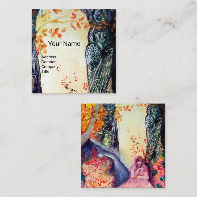 Cartão De Visita Quadrado Instrutor DREAM Yoga ouro, Meditação, Jardim Zen (Frente/Verso)