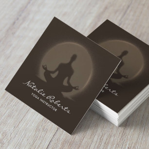 Cartão De Visita Quadrado Instrutor Yoga Sacred Silhouette Membro Elegante
